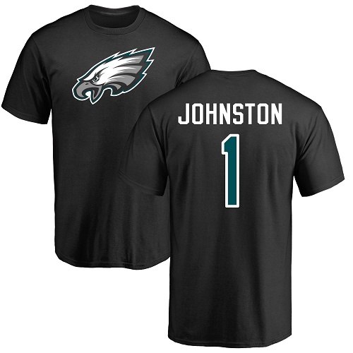 Men Philadelphia Eagles #1 Cameron Johnston Black Name and Number Logo NFL T Shirt->women nfl jersey->Women Jersey